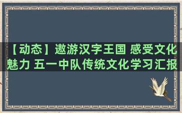 【动态】遨游汉字王国 感受文化魅力 五一中队传统文化学习汇报主题升旗仪式简讯为梦想Nice~!| 为青春喝彩!（为青春喝彩,为梦想加油）